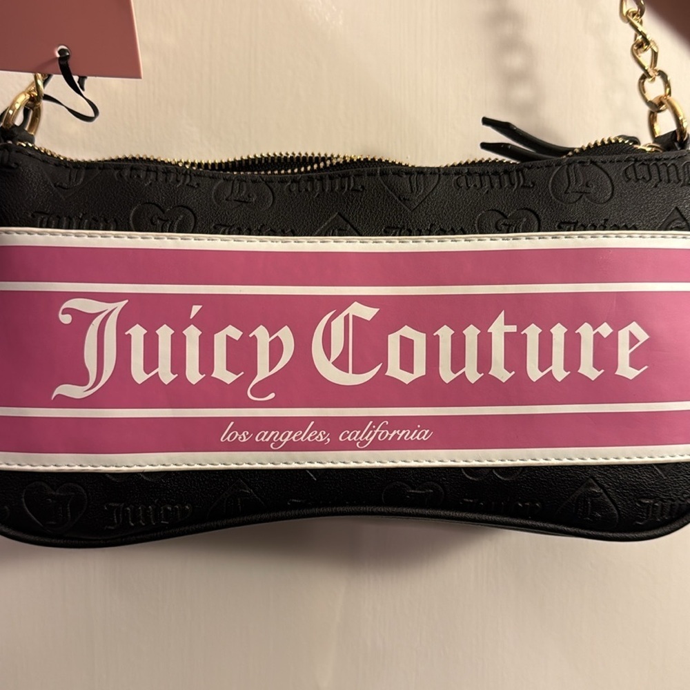 Juicy Couture Black and Gold Shoulder Bag with Chain Detail - Picture 3 of 4